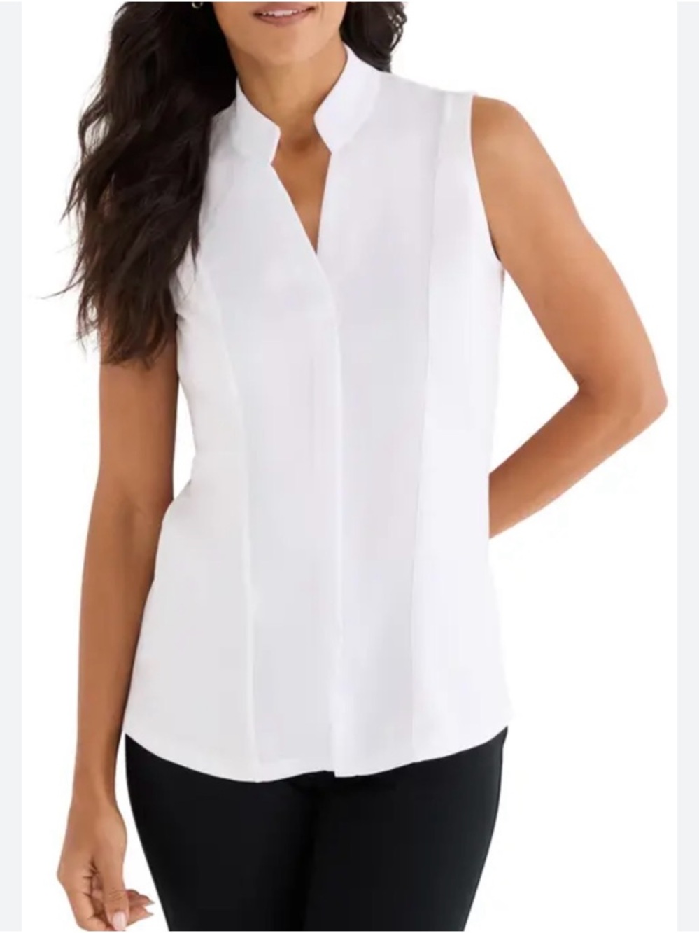 NIC+ZOE White Sleeveless Split-Collar Blouse